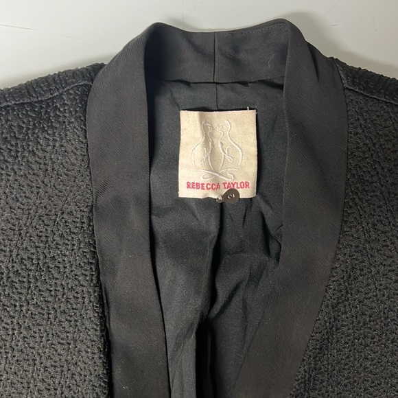 REBECCA TAYLOR - SIZE 2 BLACK OPEN BLAZER USED - Picture 2 of 12